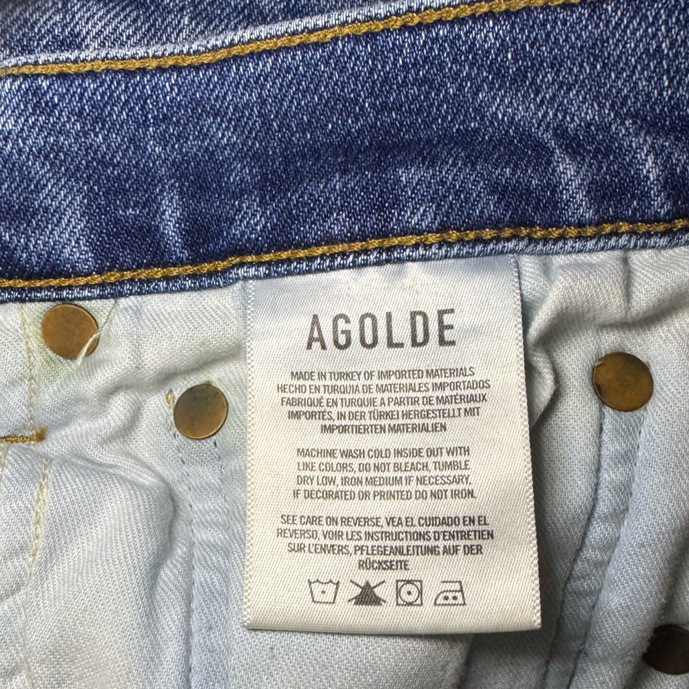 AGOLDE Button Fly High Rise Slim Nico Shoreline Distressed Tear Jeans Size 31 - Picture 3 of 8